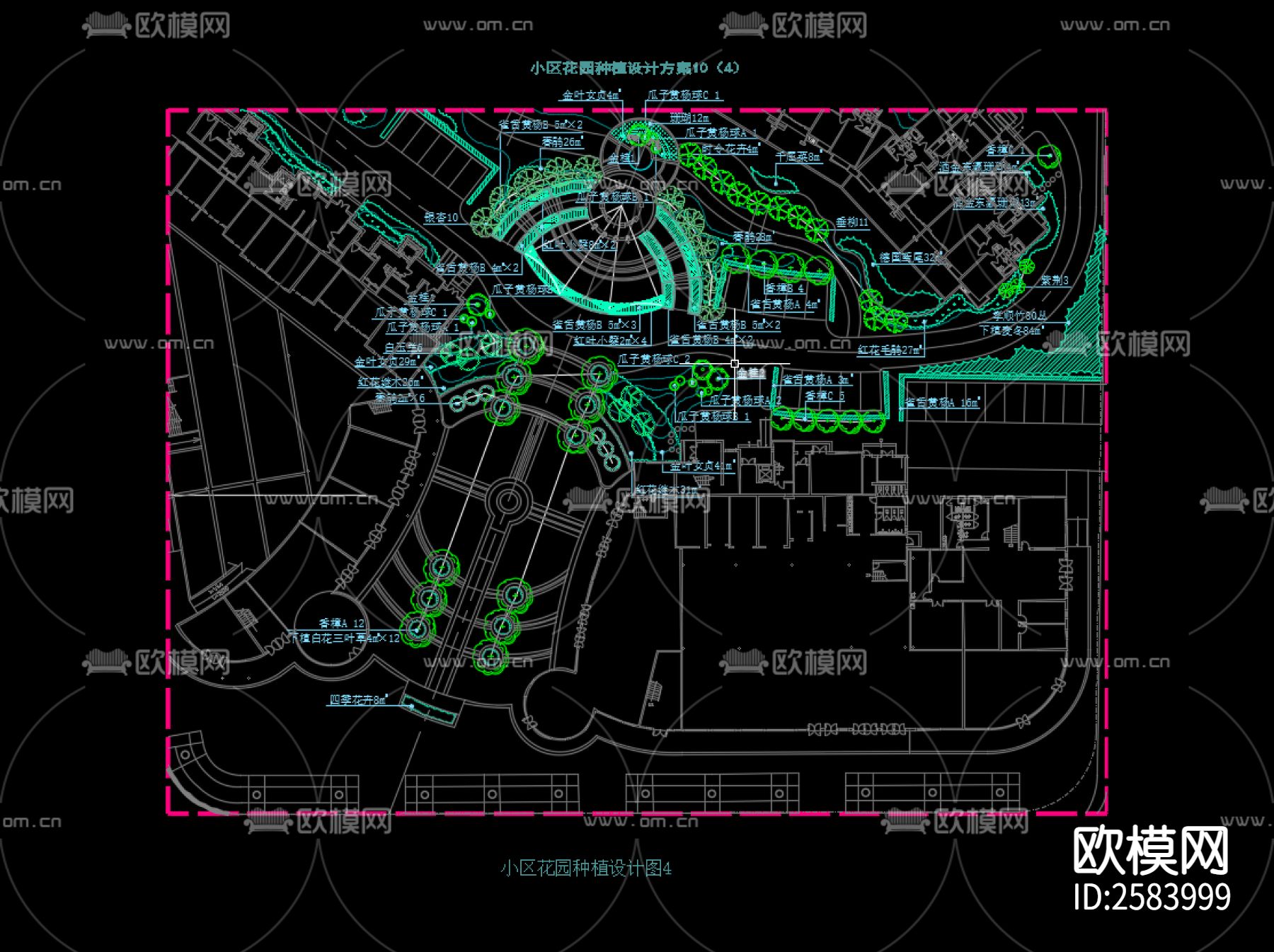 小区种植设计方案cad施工图下载（渲染图4）