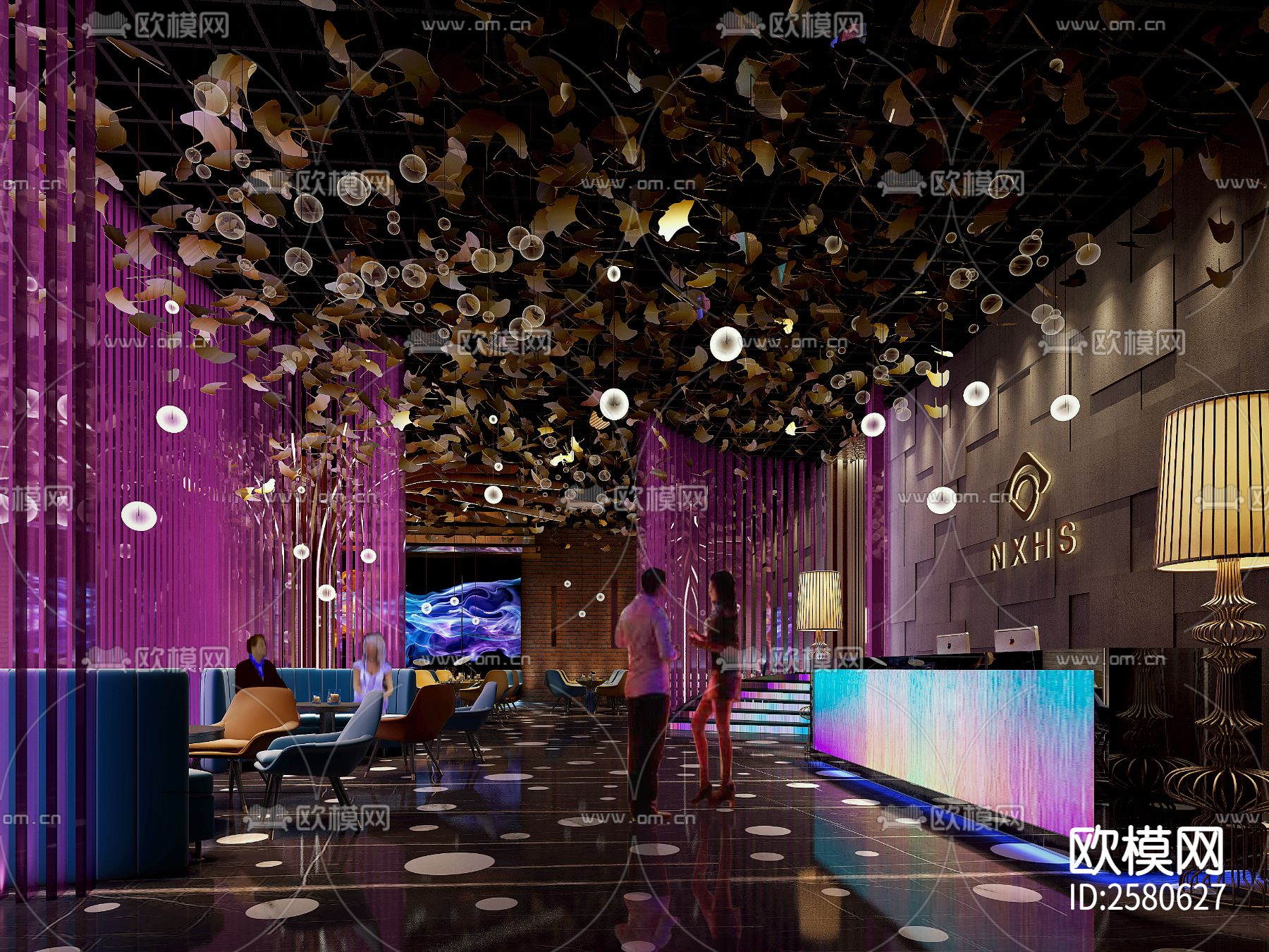 KTV会所cad施工图下载（渲染图2）