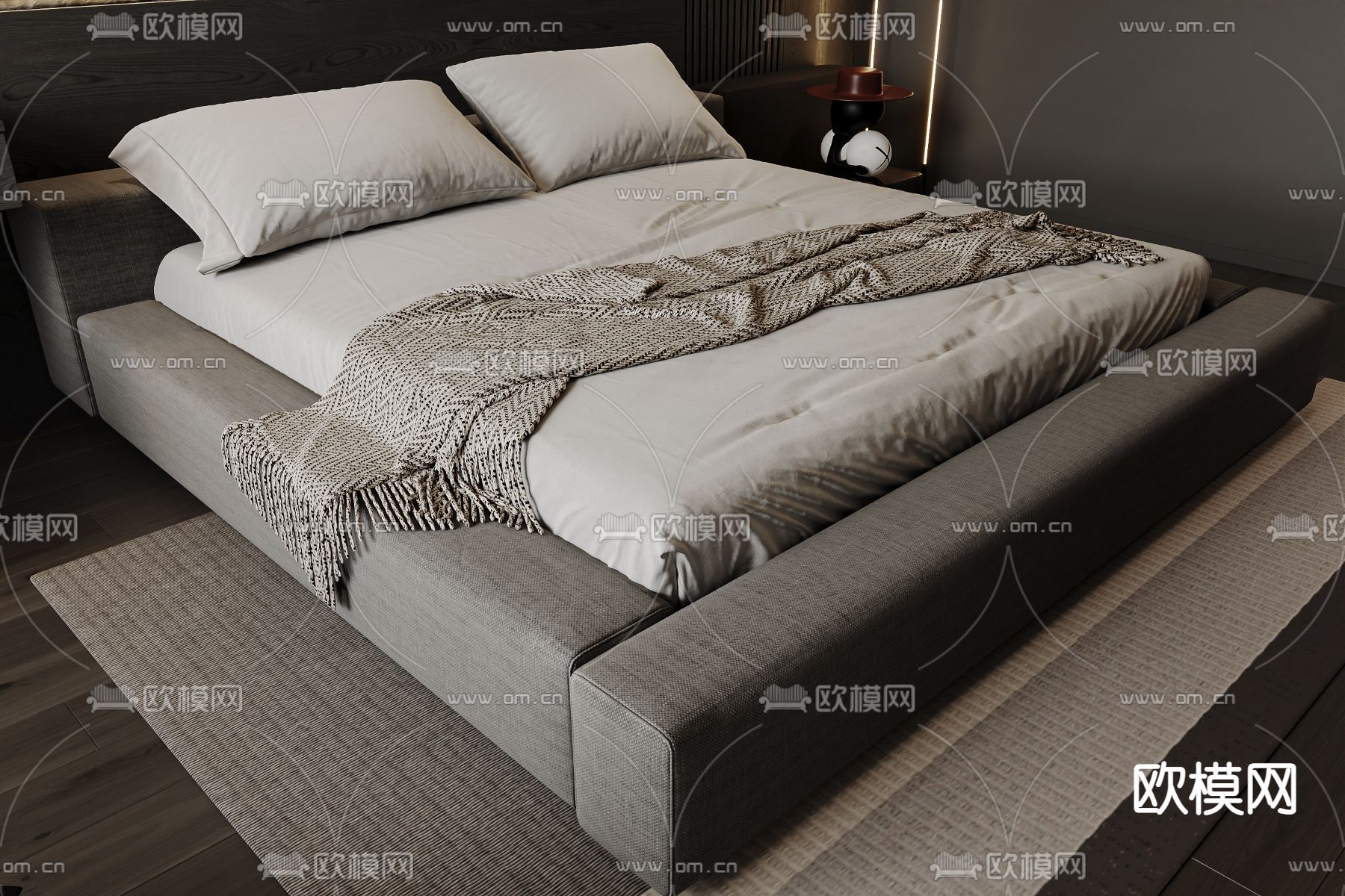 暗黑风卧室 主人房3d模型下载（渲染图6）