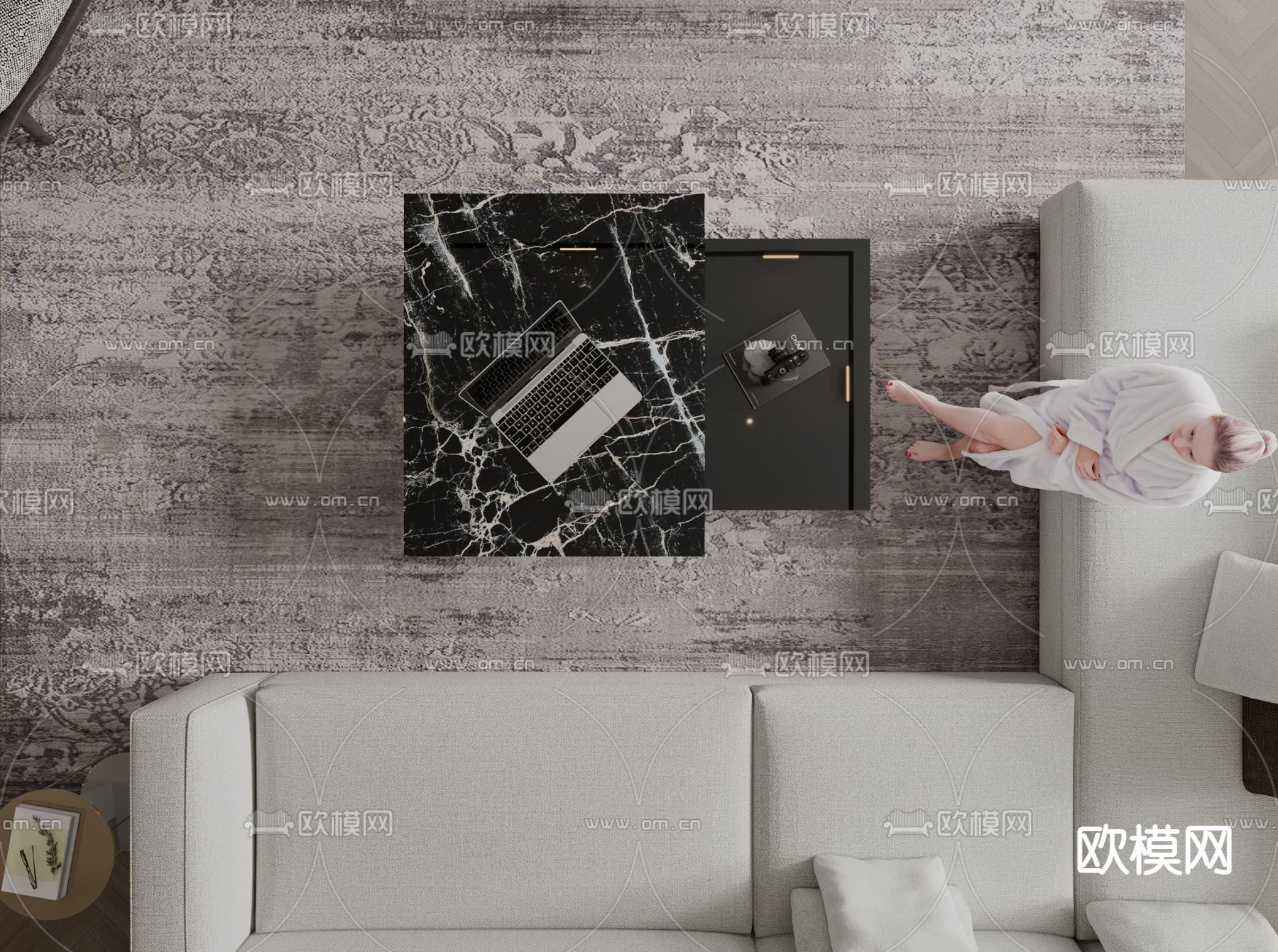 简欧客餐厅3d模型下载（渲染图2）