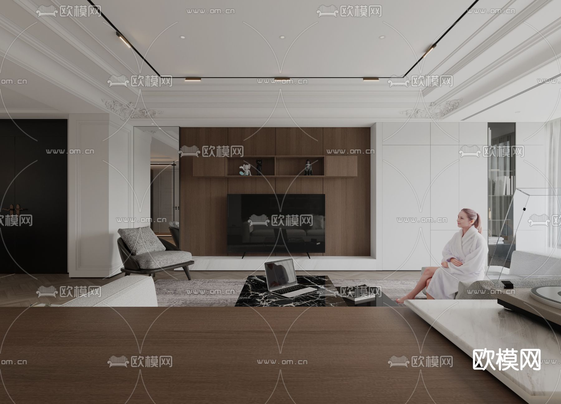 简欧客餐厅3d模型下载（渲染图5）