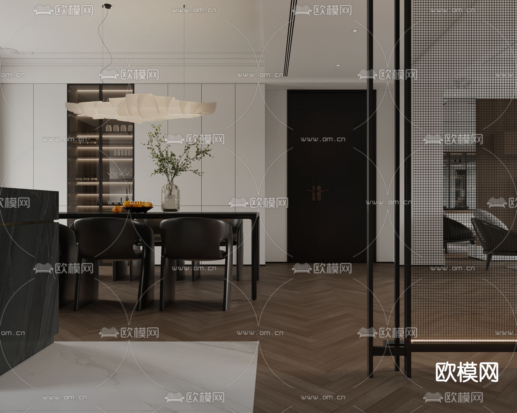 简欧客餐厅3d模型下载（渲染图8）