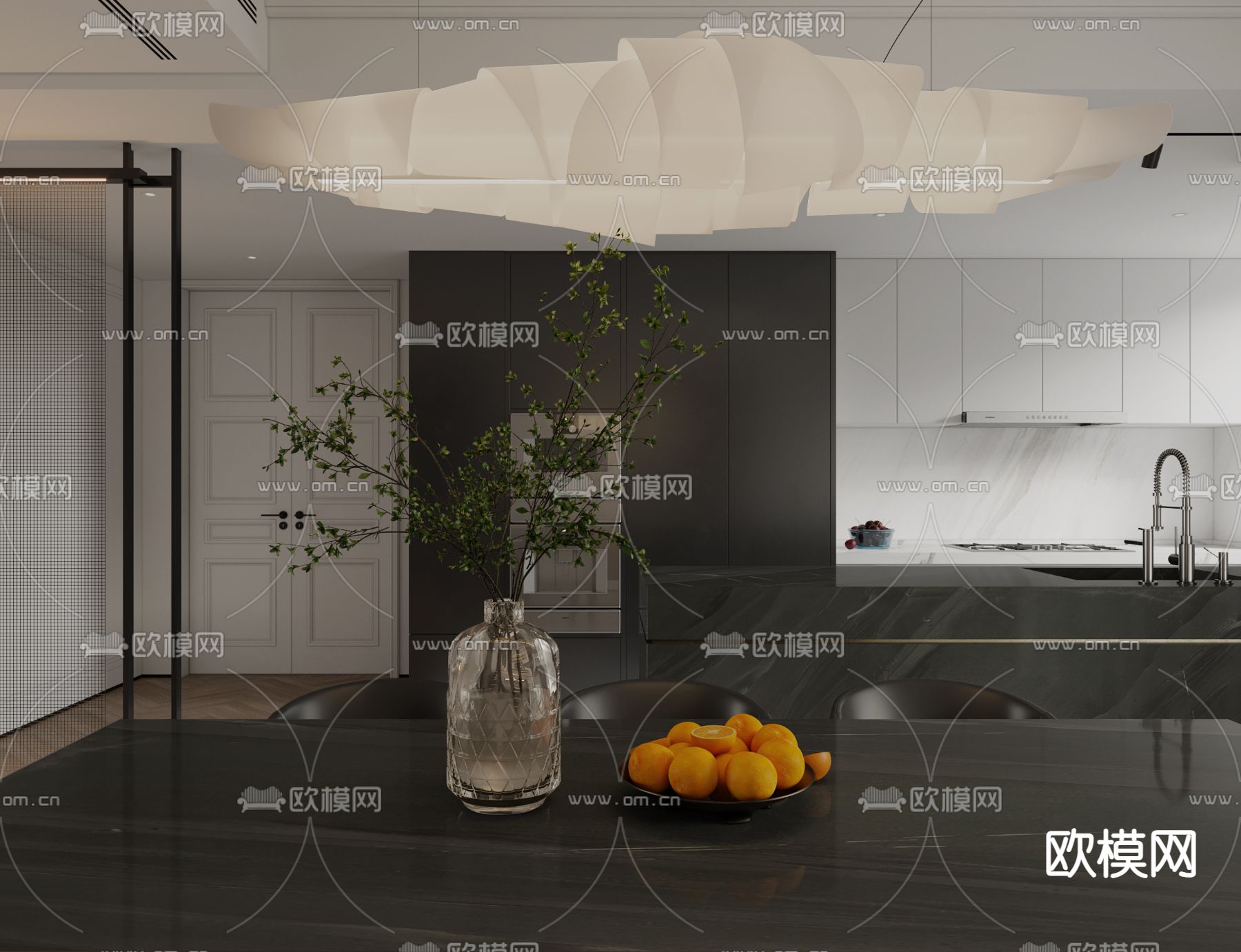 简欧客餐厅3d模型下载（渲染图7）