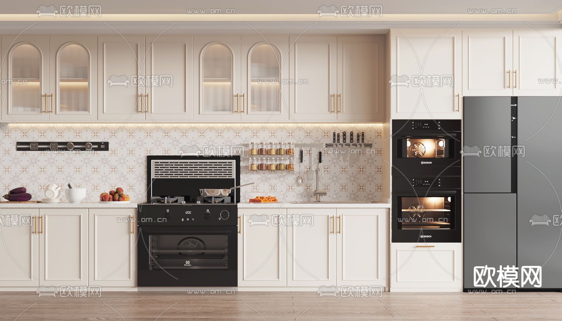 法式橱柜3d模型下载