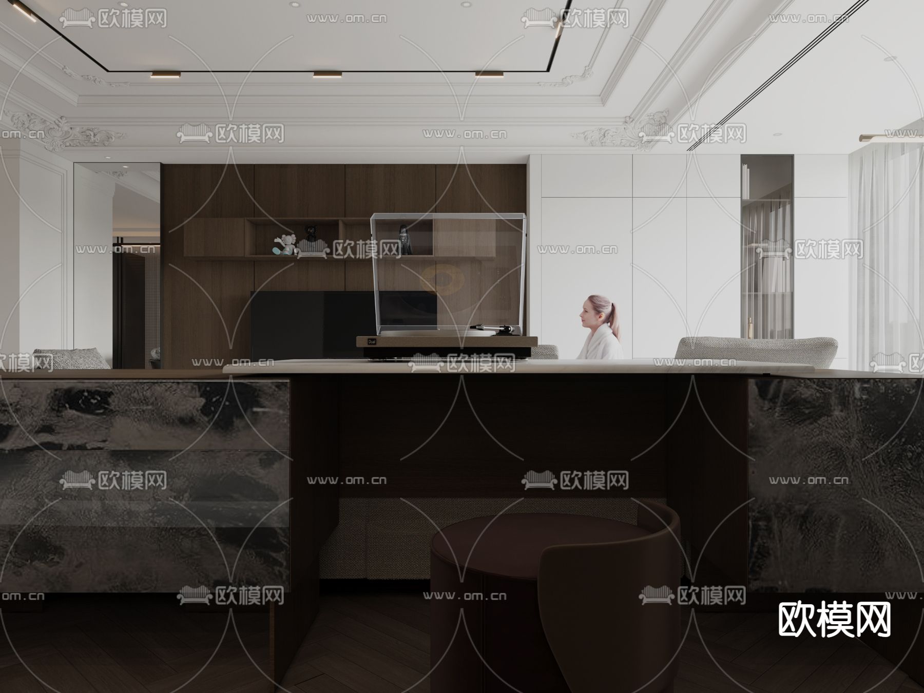 简欧客餐厅3d模型下载（渲染图4）