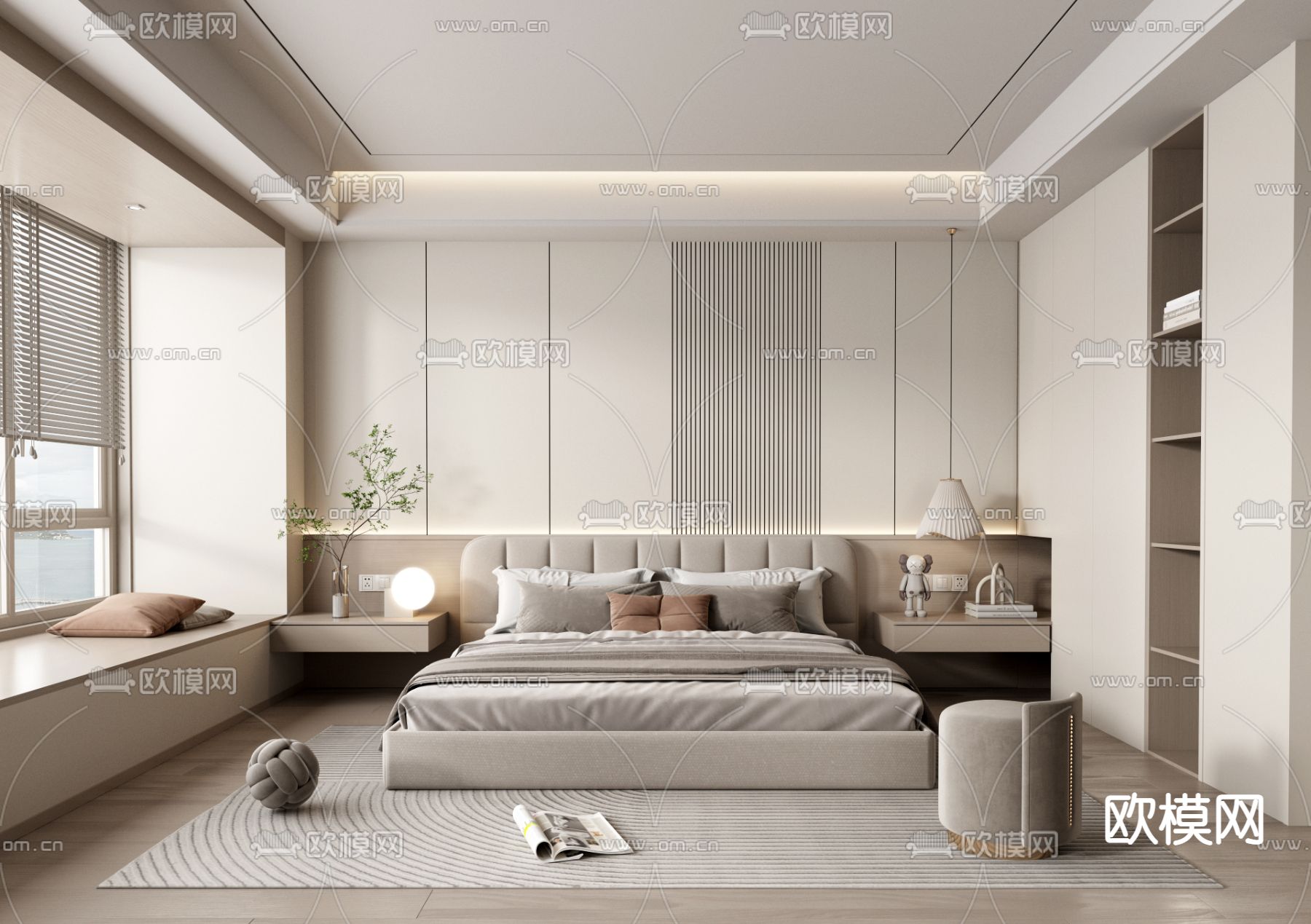现代卧室 主人房3d模型下载