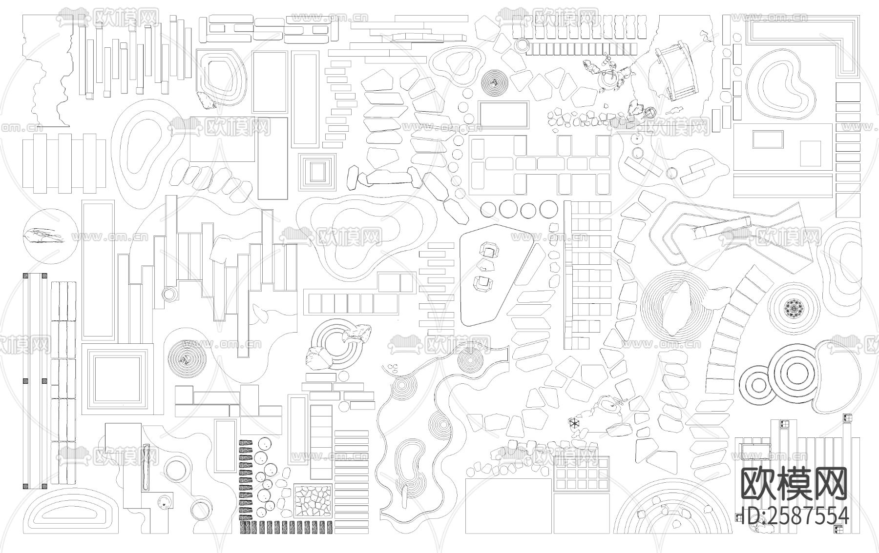 中式庭院小路cad图库下载（渲染图1）