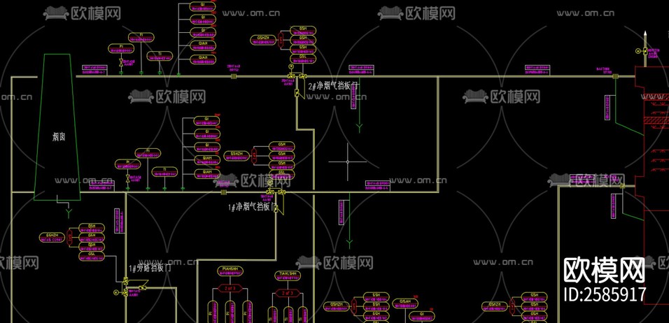 脱硫全套PID图CAD施工图下载(渲染图3)