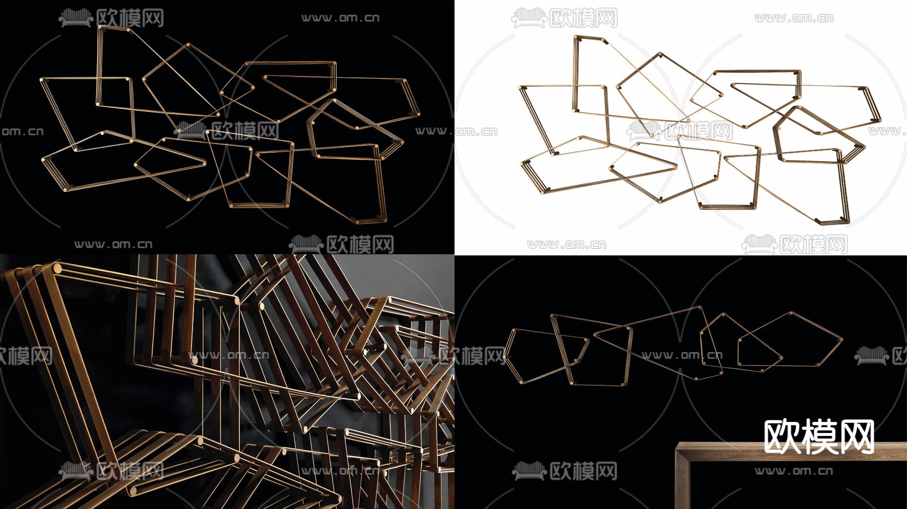 massimo castagna 轻奢书架 壁柜su模型下载（渲染图5）