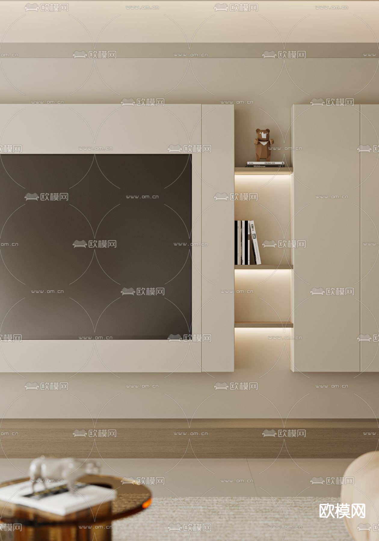 奶油风客餐厅3d模型下载（渲染图3）