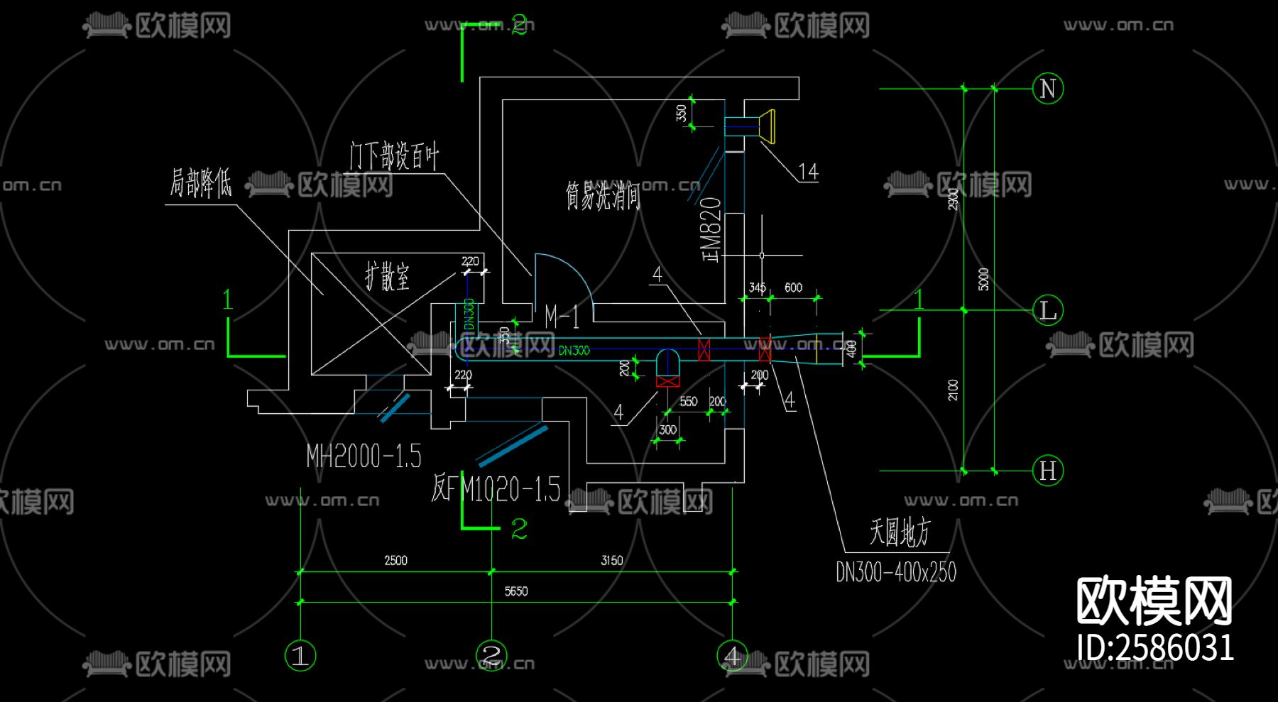 人防进出口部大样图CAD施工图下载（渲染图7）