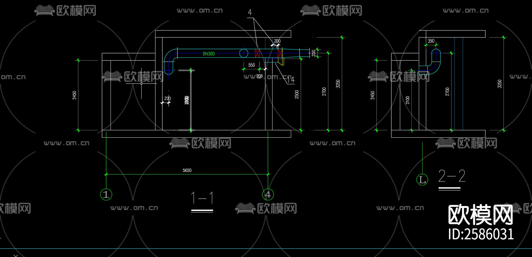 人防进出口部大样图CAD施工图下载（渲染图8）