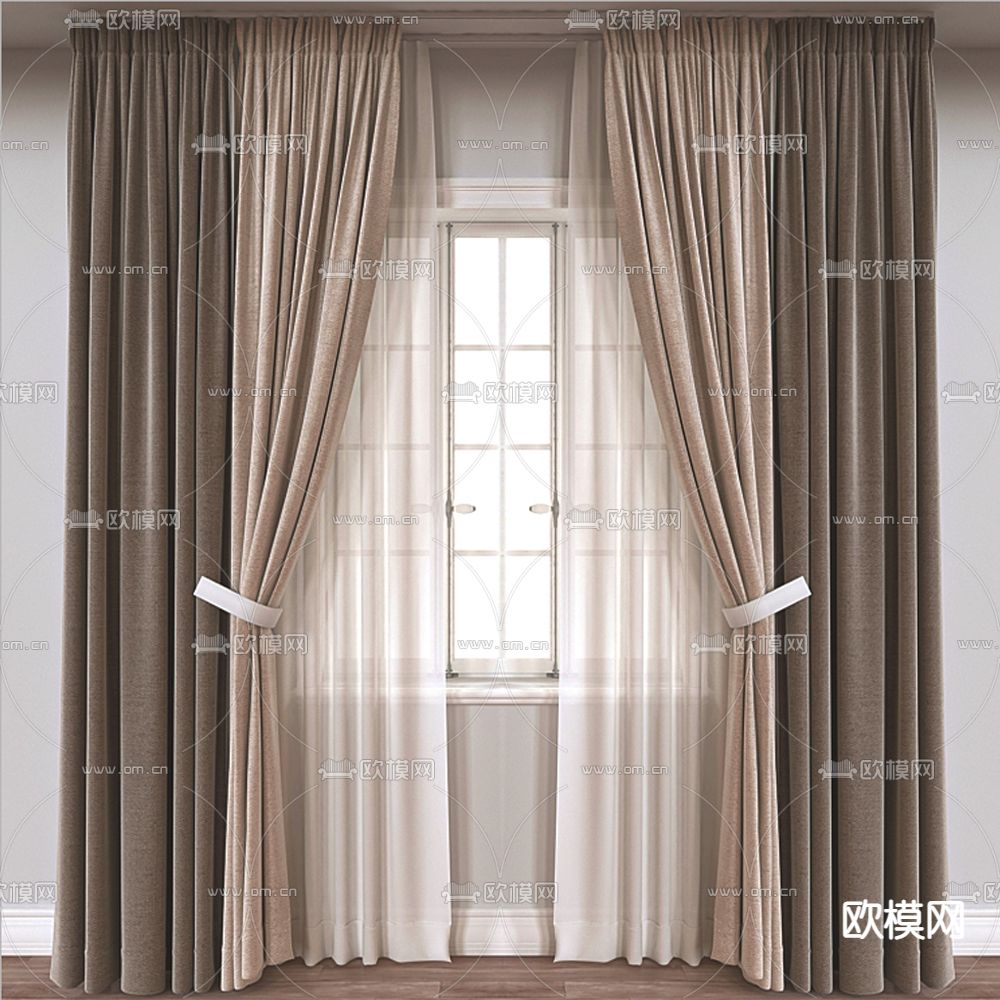 布艺窗帘 窗纱3d模型下载
