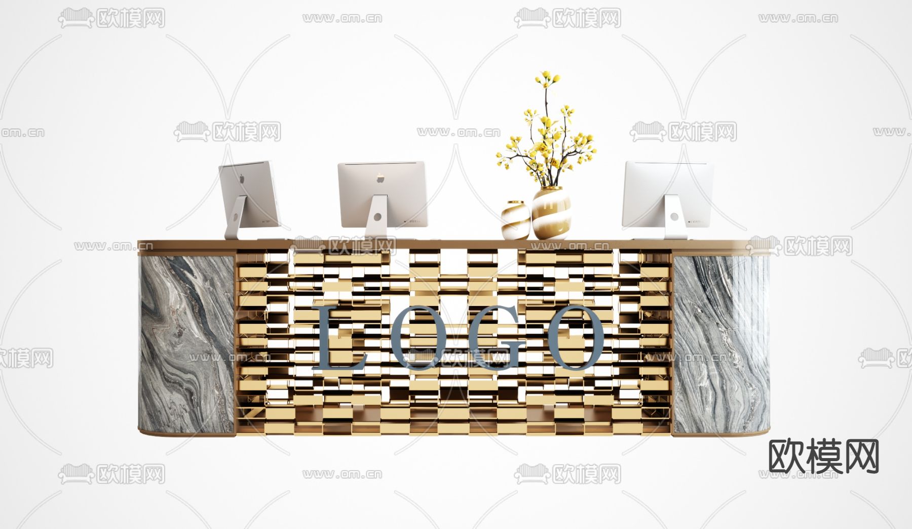 接待台 前台3d模型下载