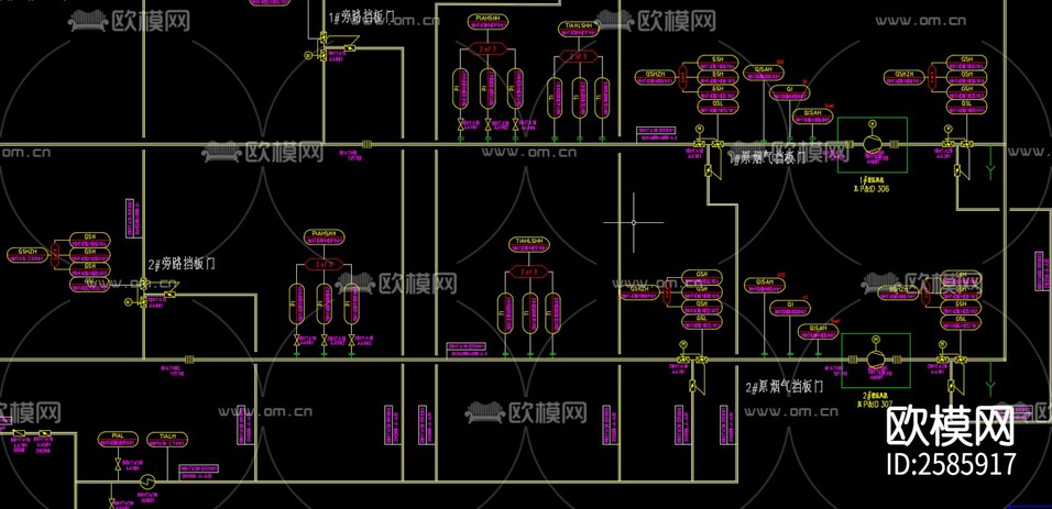 脱硫全套PID图CAD施工图下载(渲染图1)
