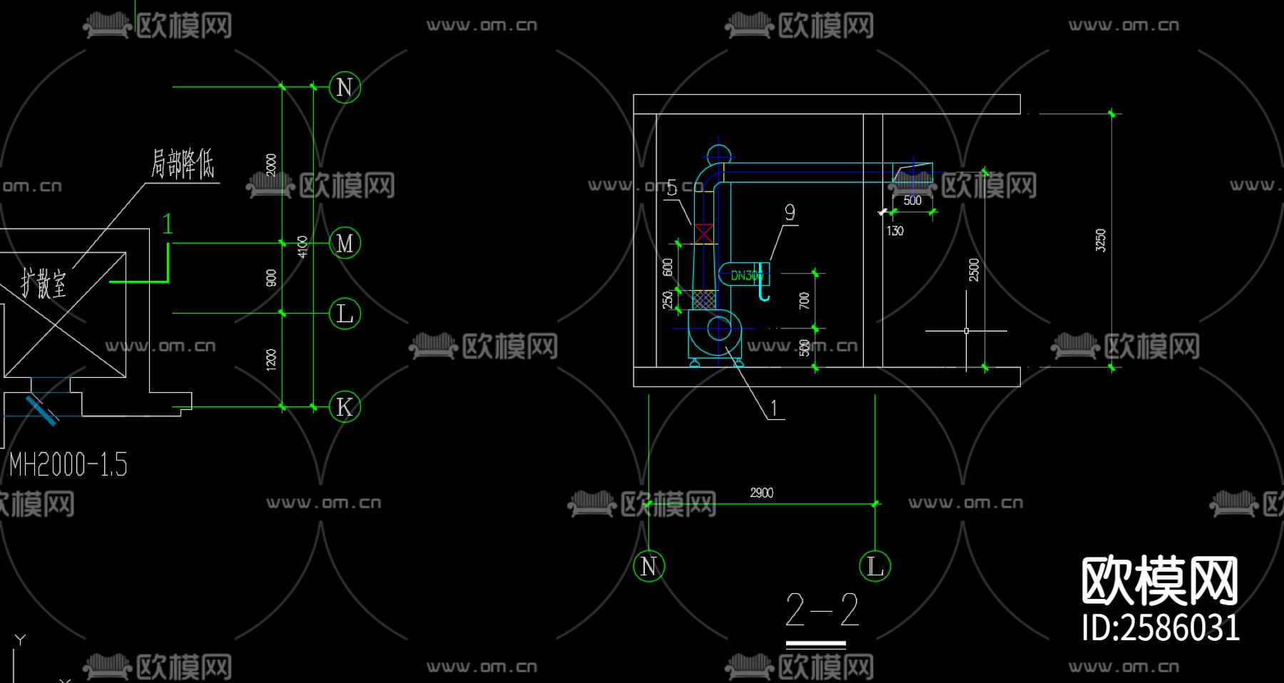 人防进出口部大样图CAD施工图下载（渲染图5）