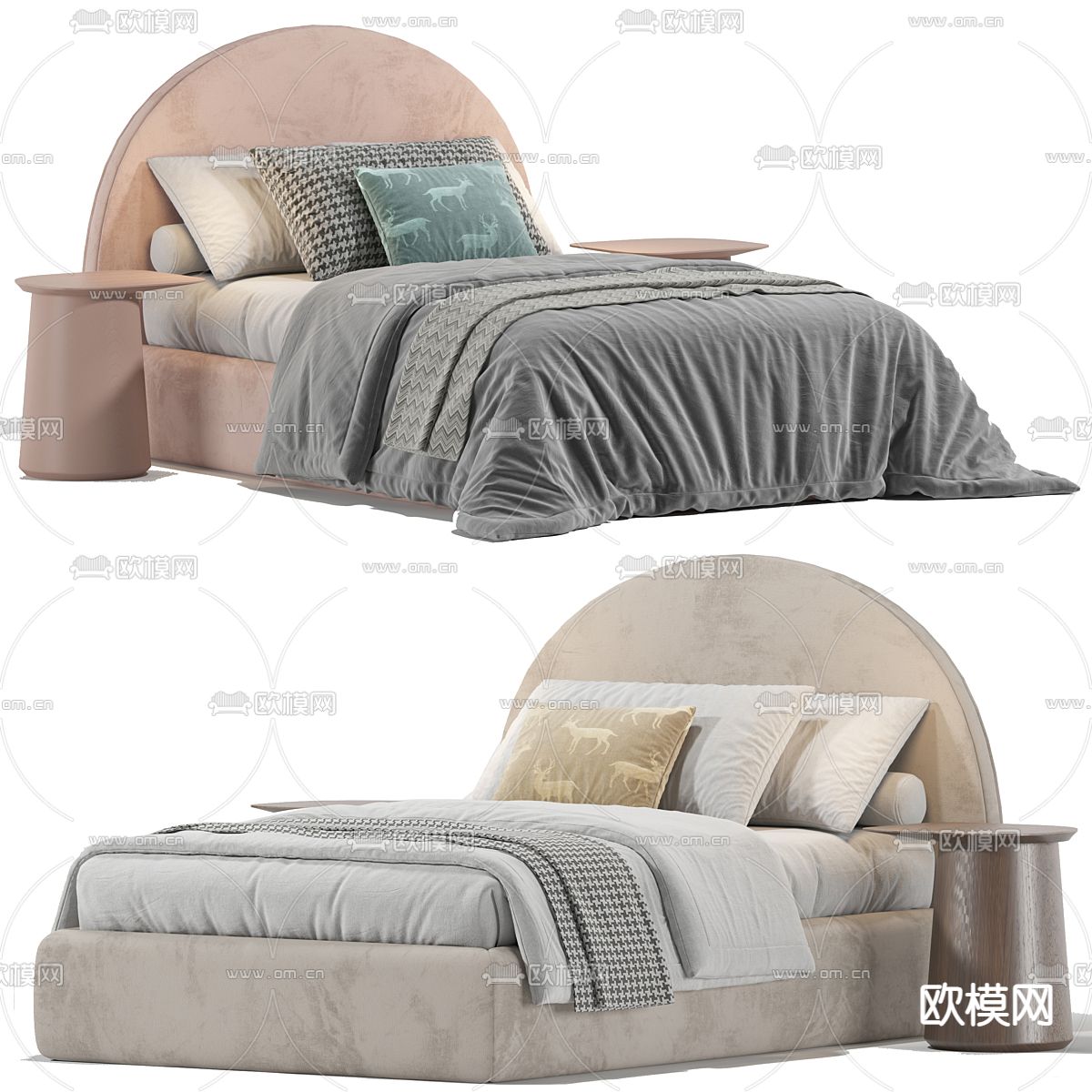 现代单人床3d模型下载（渲染图1）