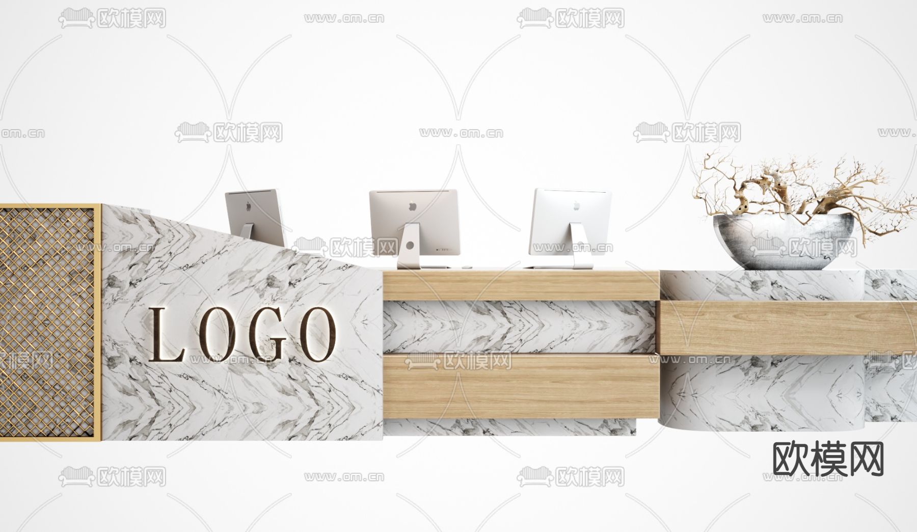 前台 服务台 接待台3d模型下载