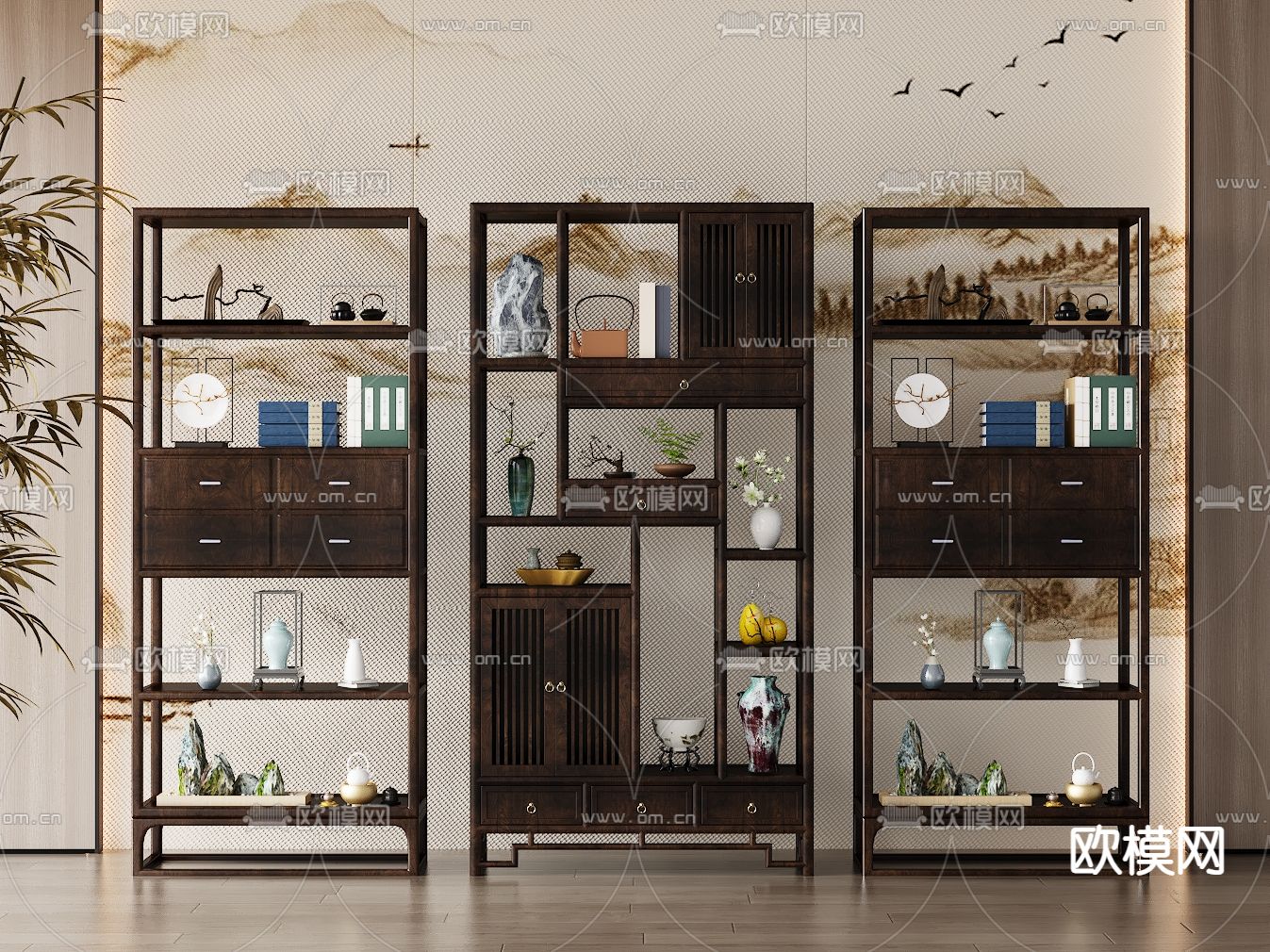 博古架 置物架3d模型下载