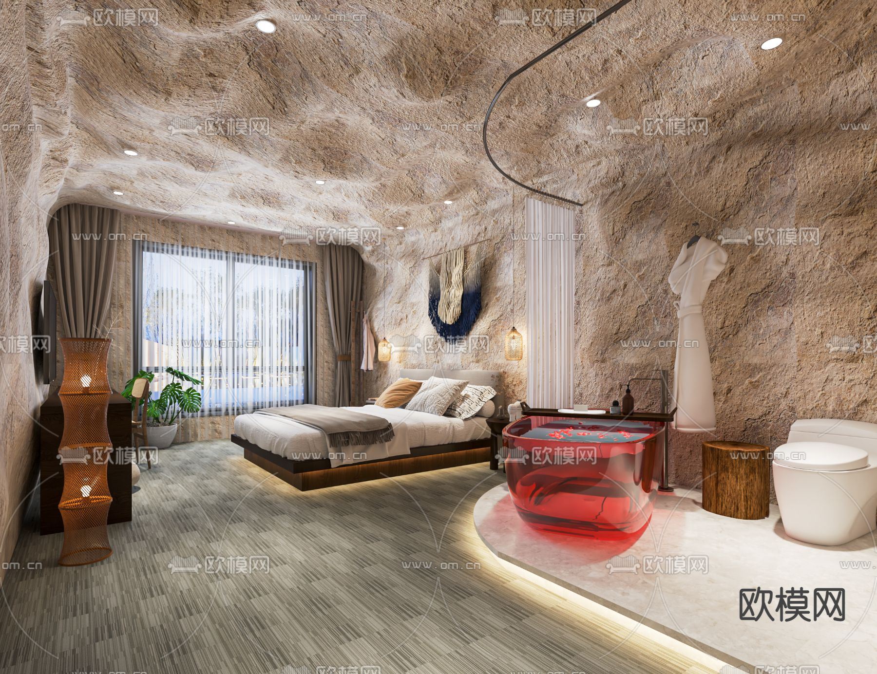 自然风民宿客房su模型下载