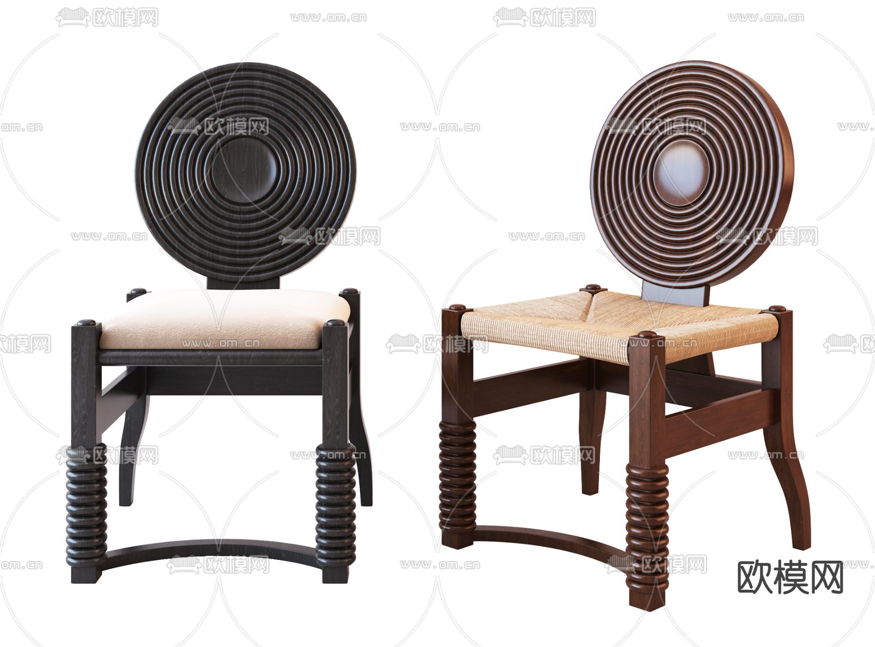 侘寂风椅子 餐椅3d模型下载（渲染图2）