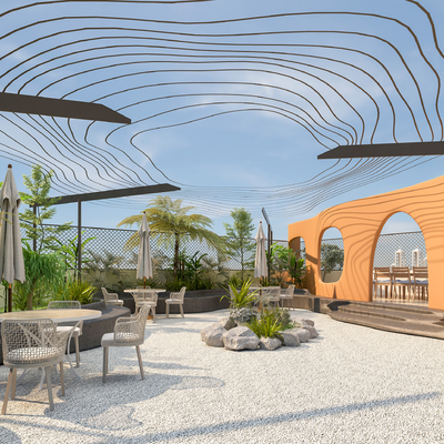  现代办公休闲区su模型 