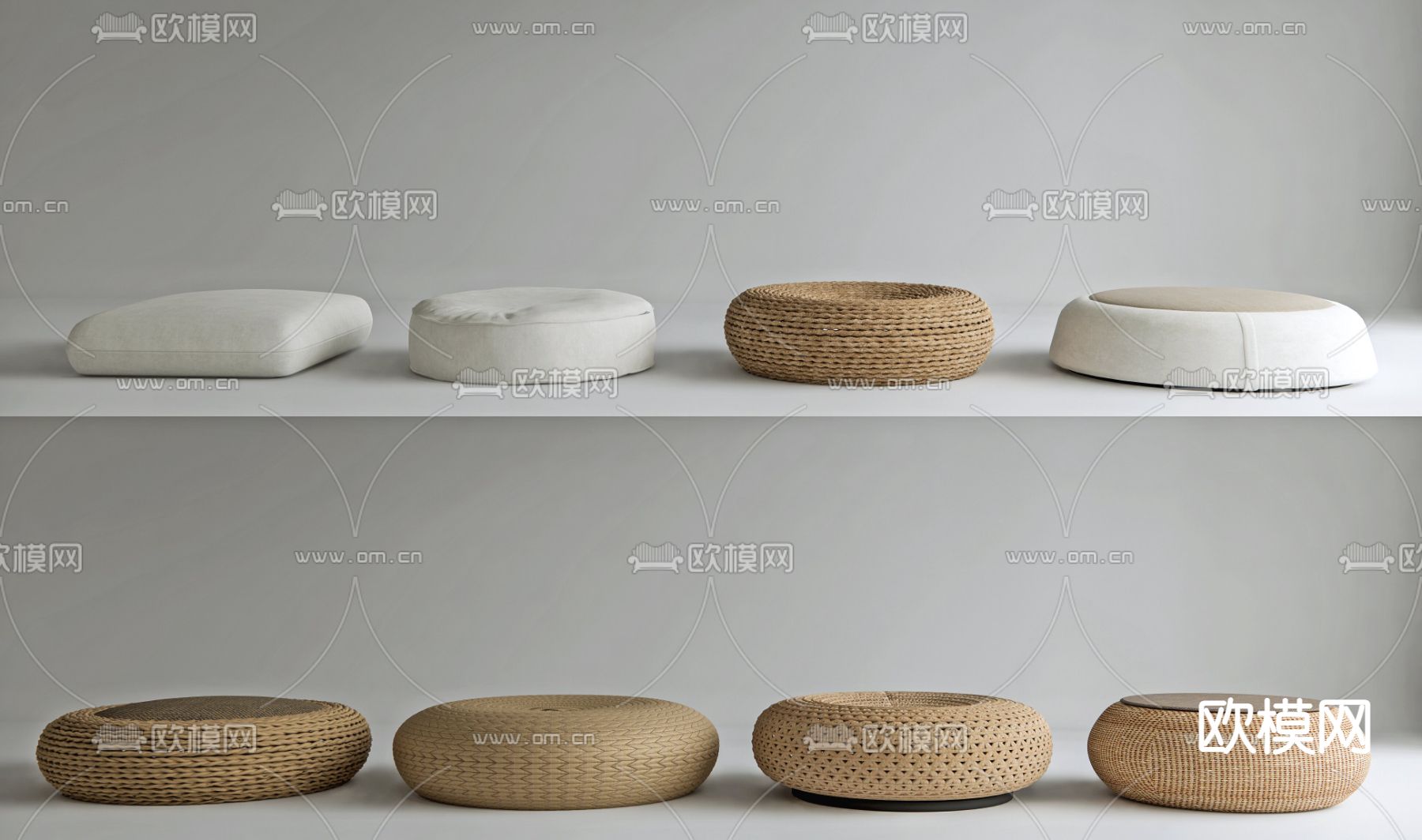 日式坐垫 禅垫 榻榻米垫子su模型下载（渲染图1）