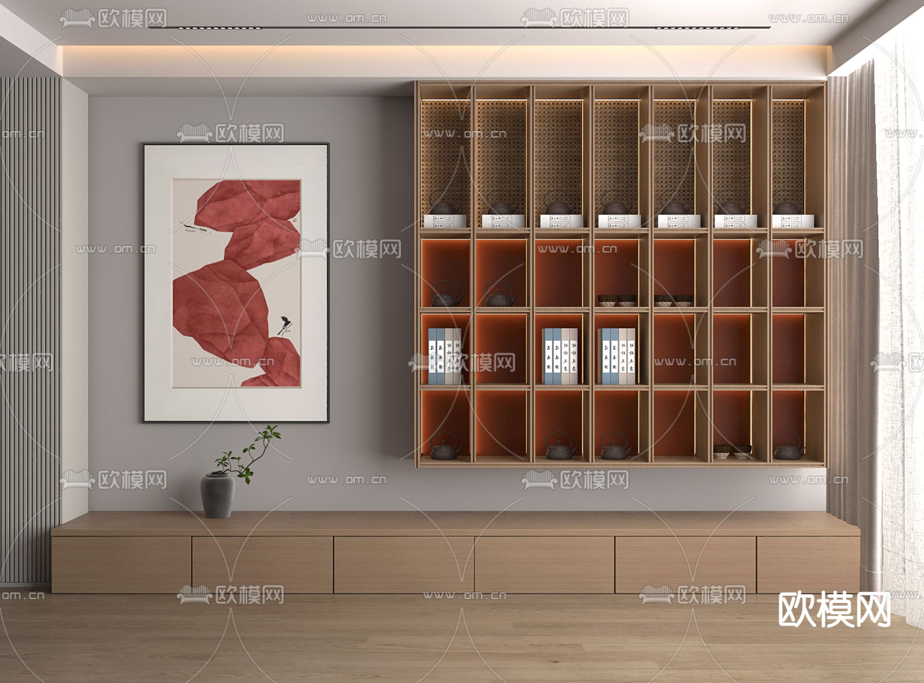 新中式装饰柜 吊柜3d模型下载