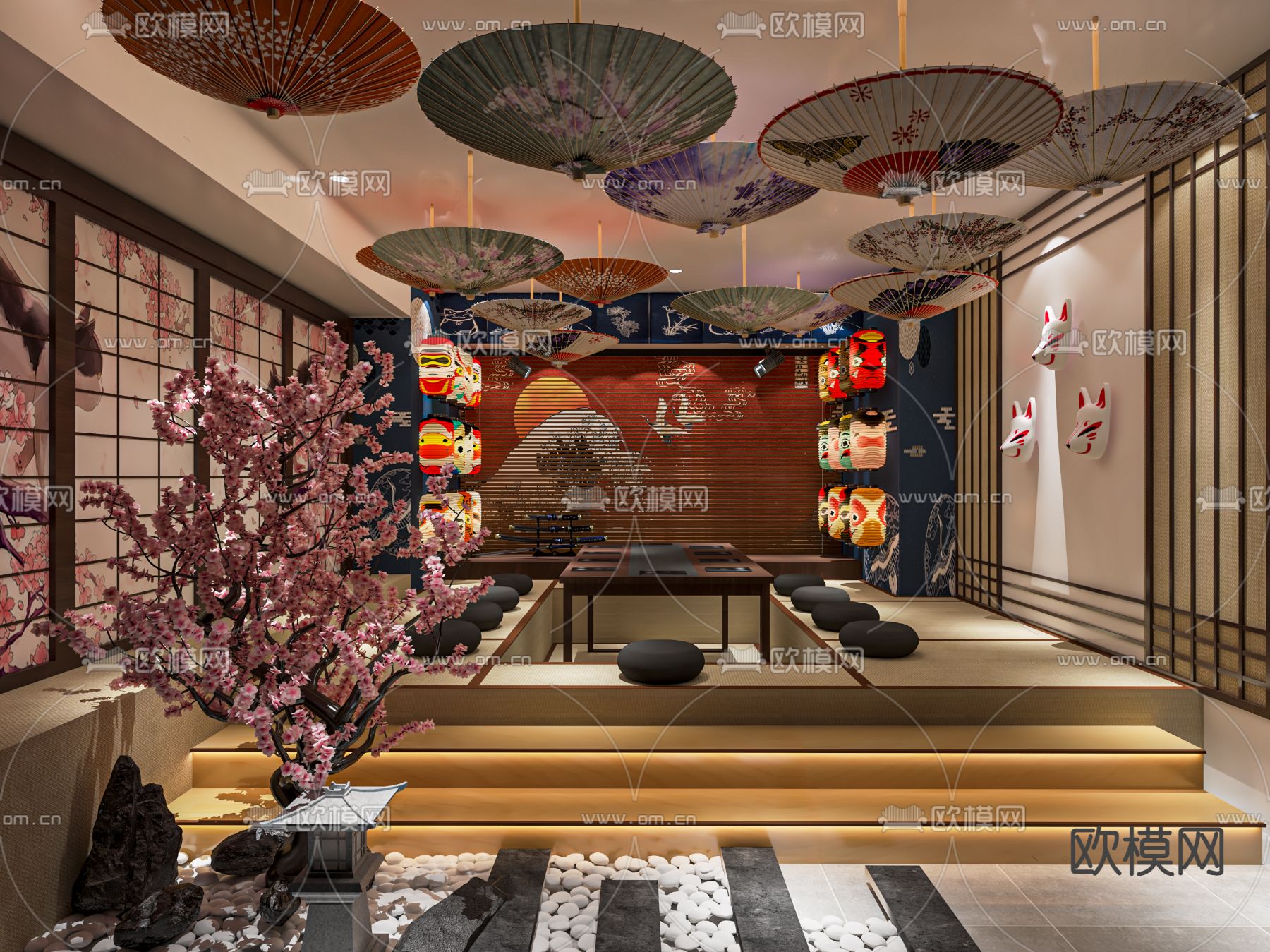 日式剧本杀包间su模型下载