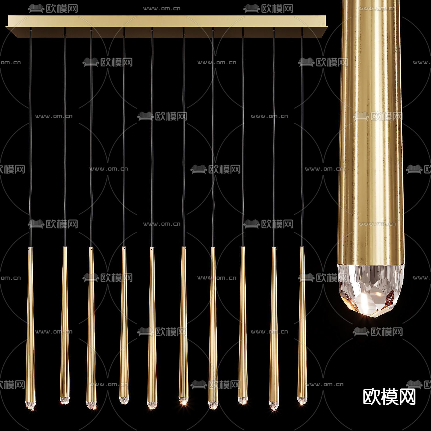restorationhardware 轻奢吊灯su模型下载（渲染图1）