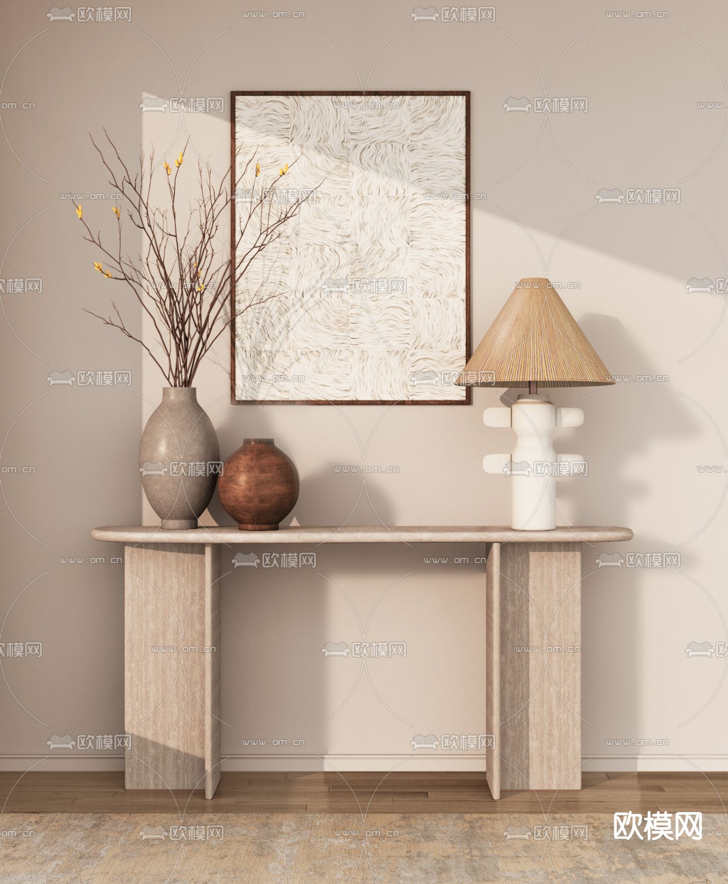 侘寂风端景台 条案3d模型下载