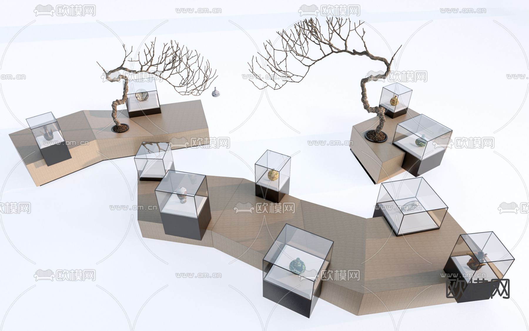 现代博物馆展台su模型下载_ID14040319_sketchup模型下载-欧模网