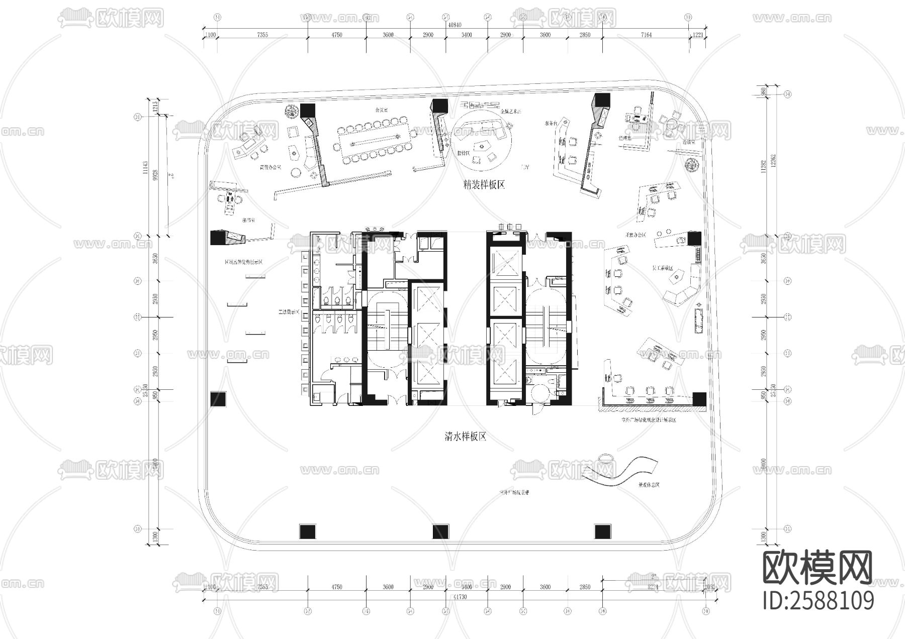 创意办公空间cad施工图下载