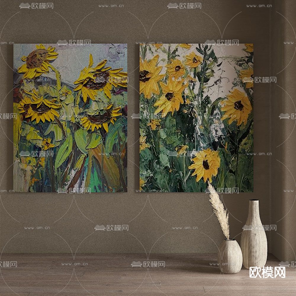 北欧油画 装饰画 挂画3d模型下载