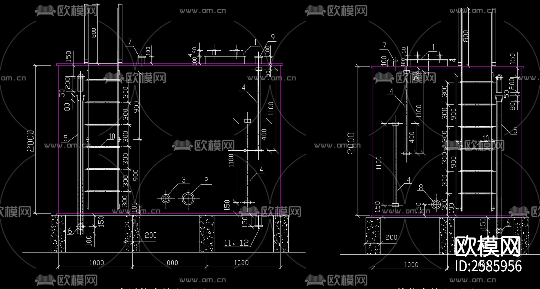 软化水箱和生活热水水箱大样图CAD施工图下载（渲染图1）