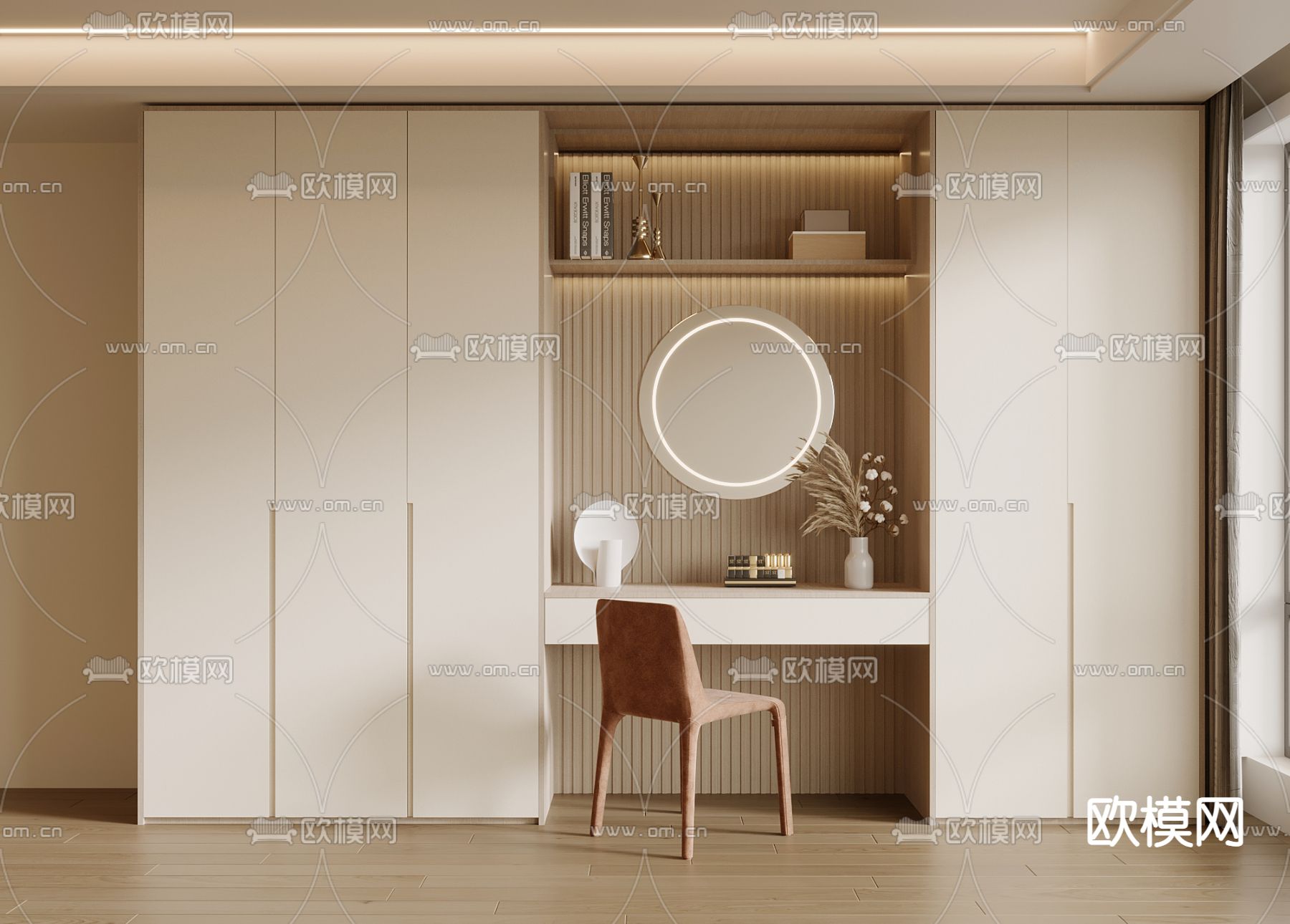 奶油风衣柜 衣橱3d模型下载