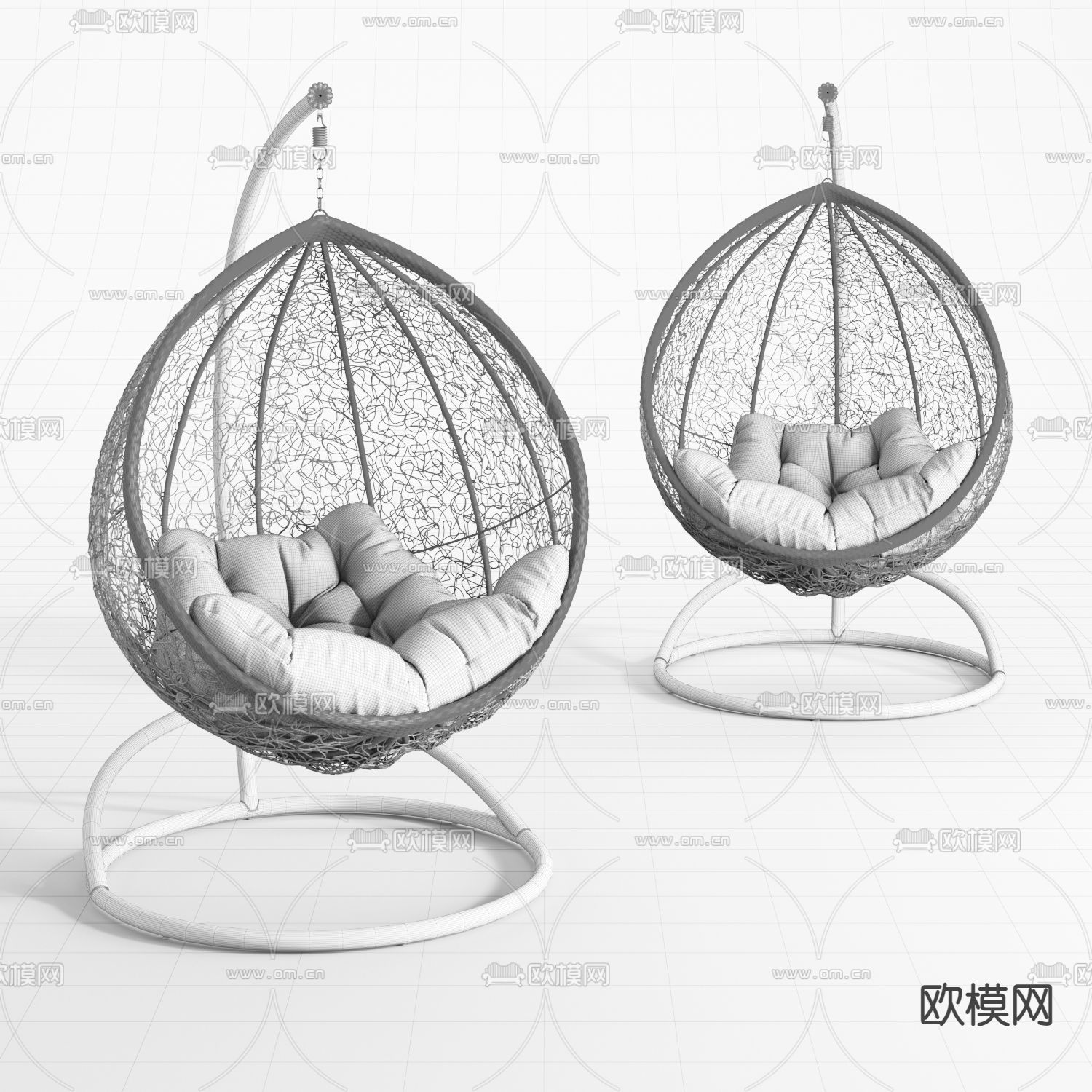 藤编吊椅3d模型下载（渲染图4）