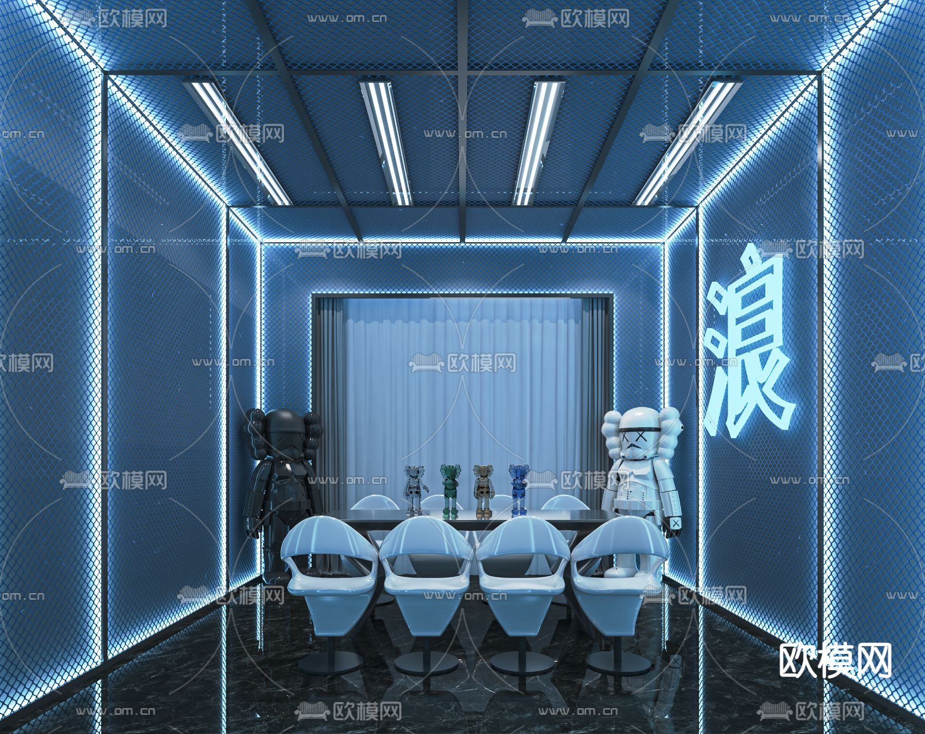 现代剧本杀包间su模型下载