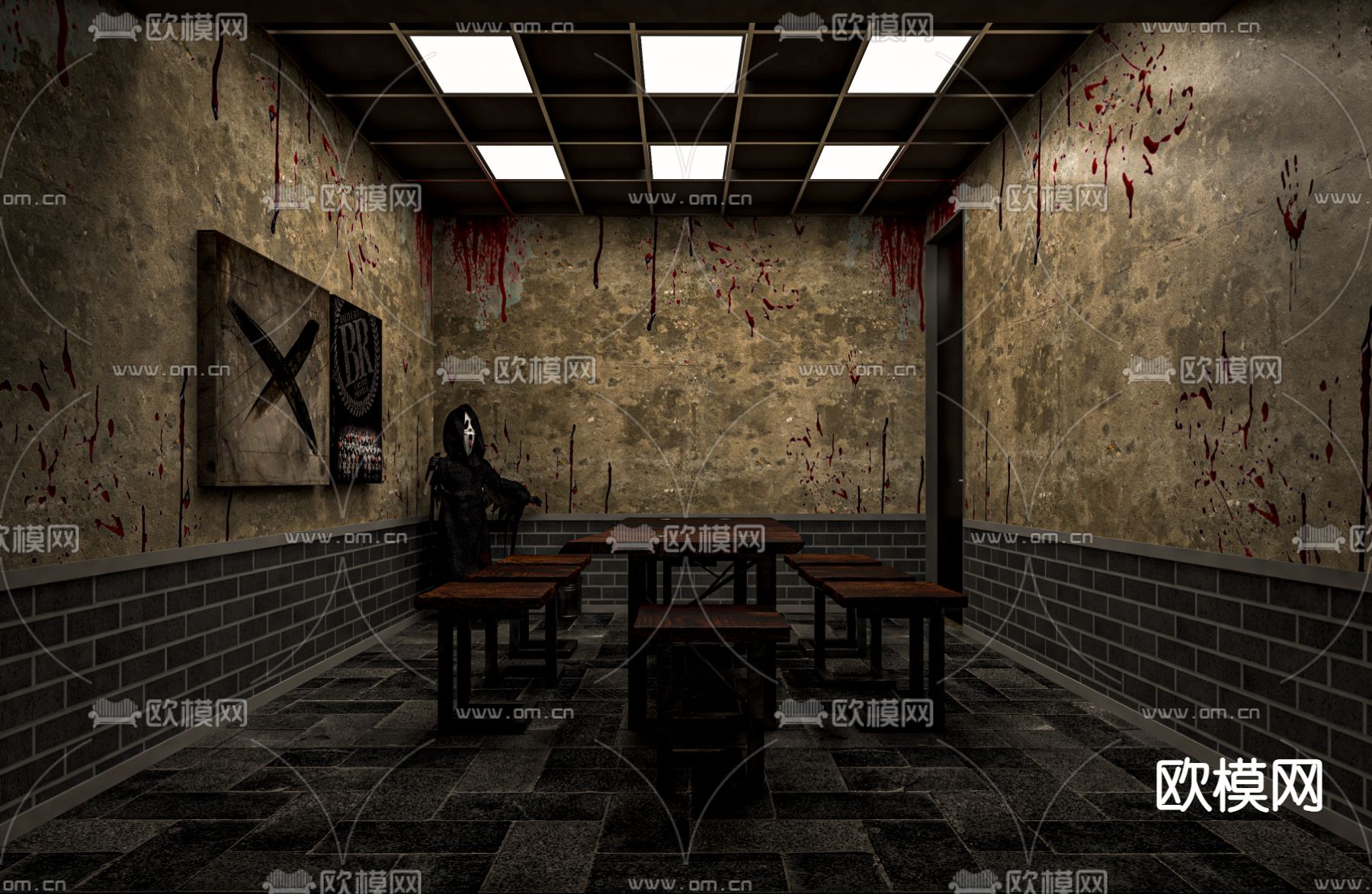 侘寂风剧本杀 密室逃脱su模型下载