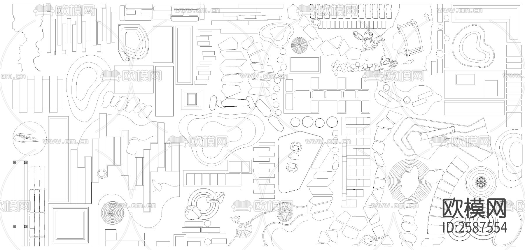 中式庭院小路cad图库下载（渲染图3）