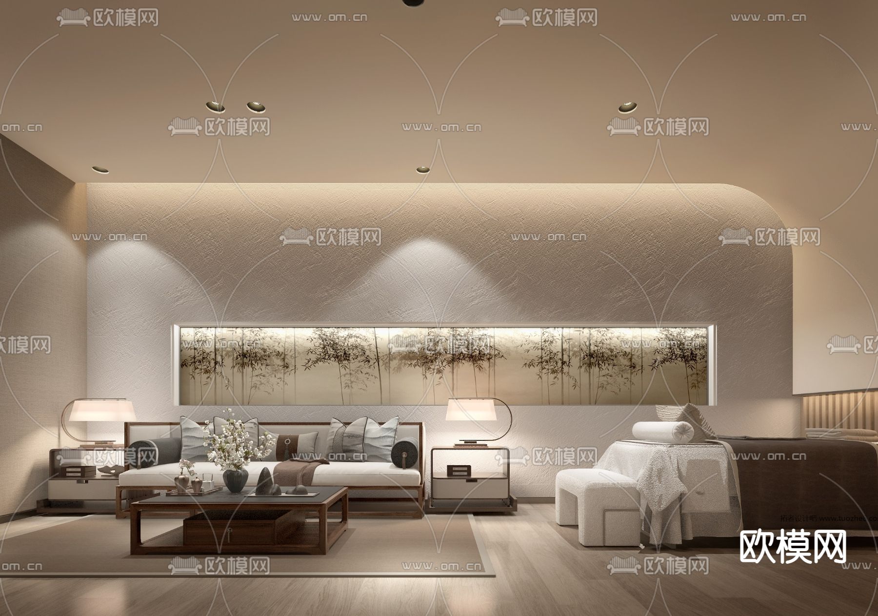 新中式SPA护理房3d模型下载