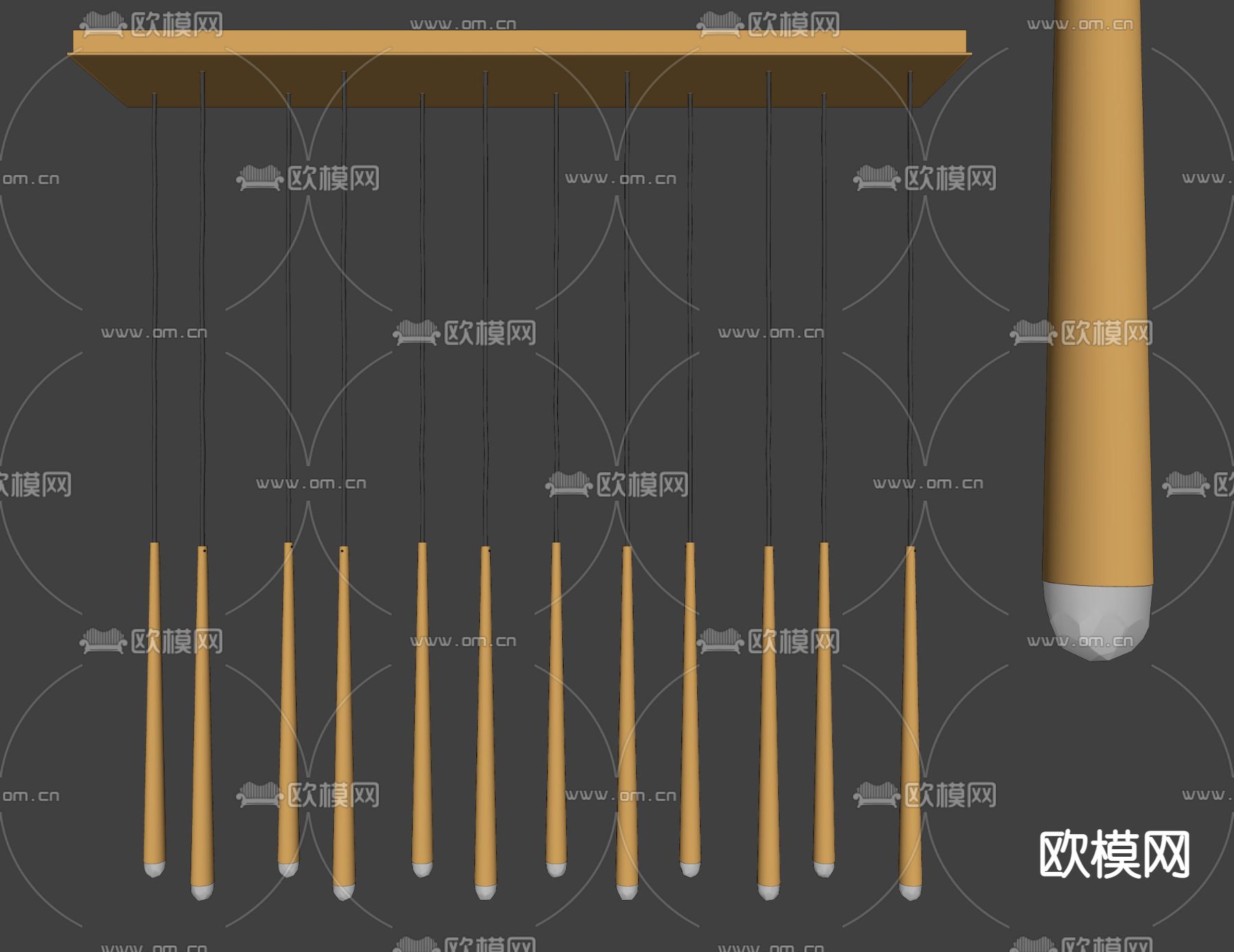 restorationhardware 轻奢吊灯su模型下载（渲染图2）