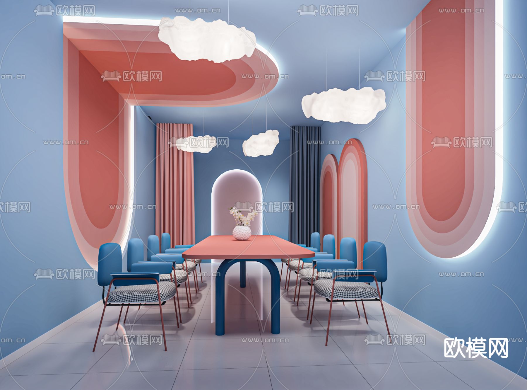 现代剧本杀包间su模型下载