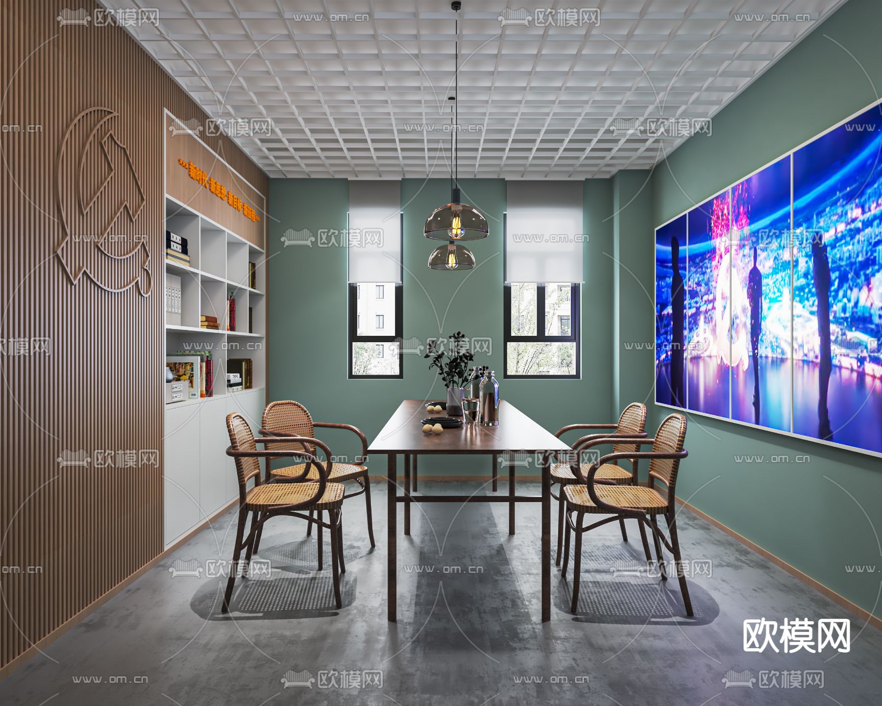 现代剧本杀包间su模型下载