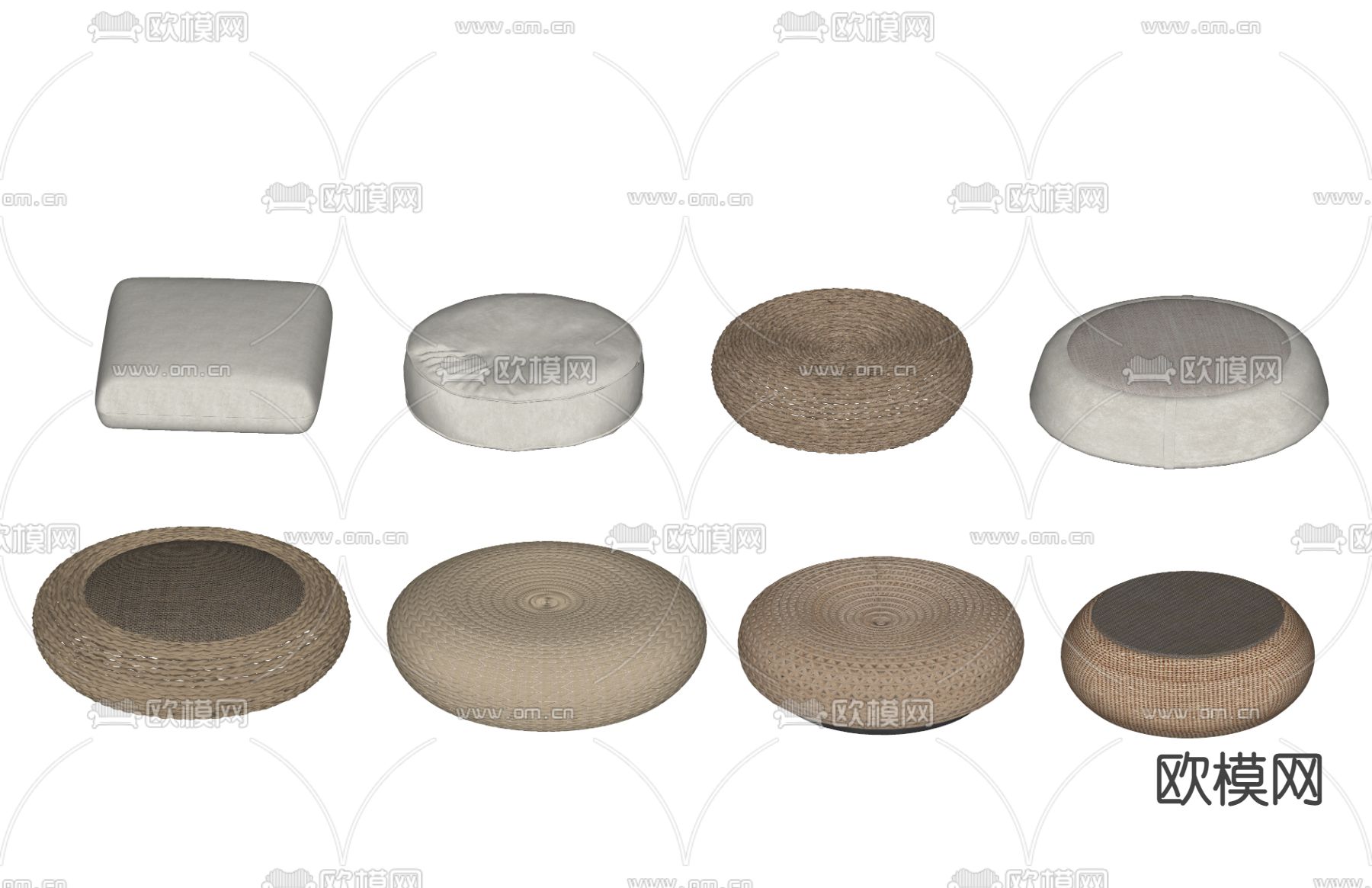 日式坐垫 禅垫 榻榻米垫子su模型下载（渲染图2）
