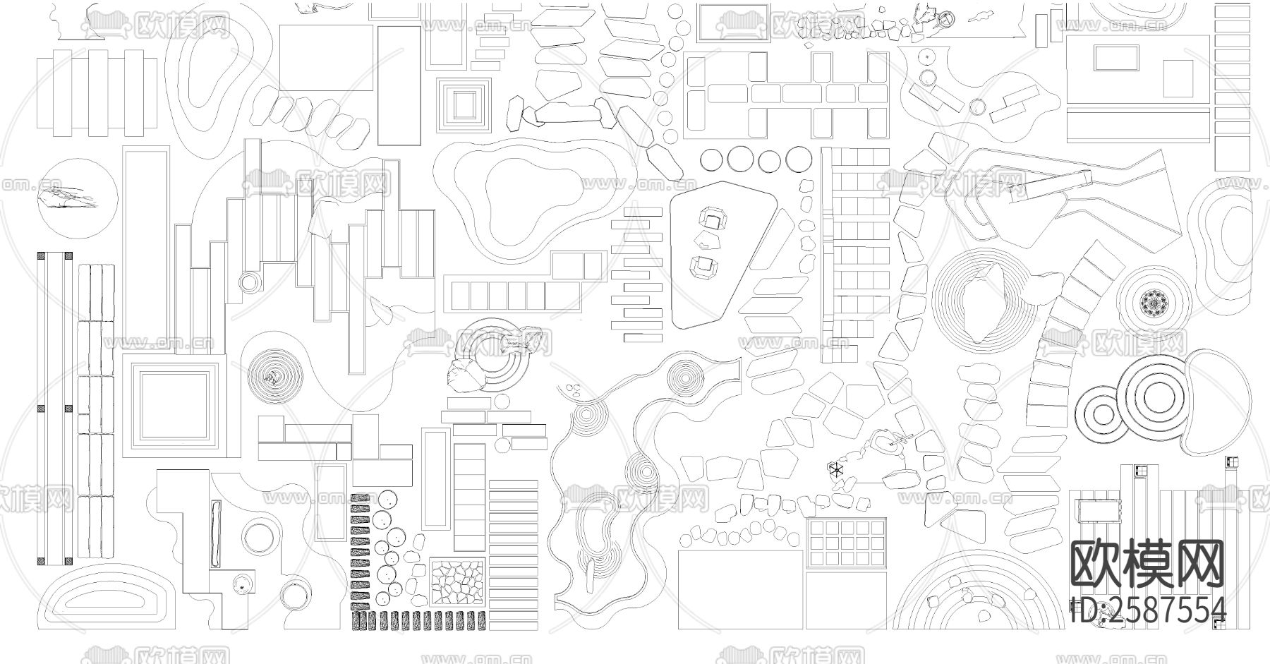 中式庭院小路cad图库下载（渲染图2）