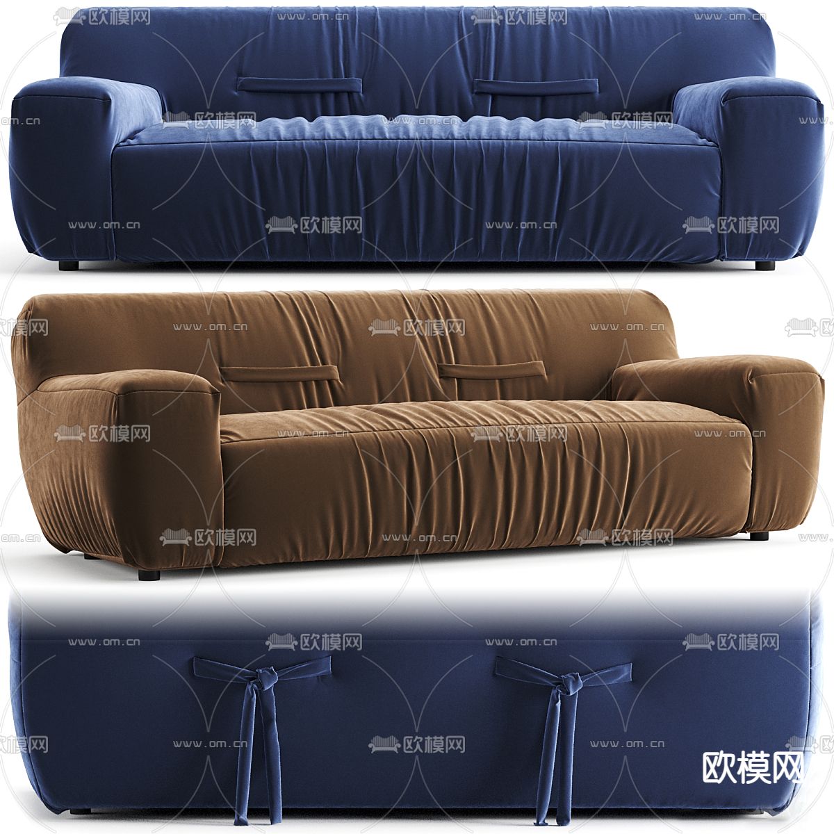 Natuzzi 双人沙发3d模型下载（渲染图1）