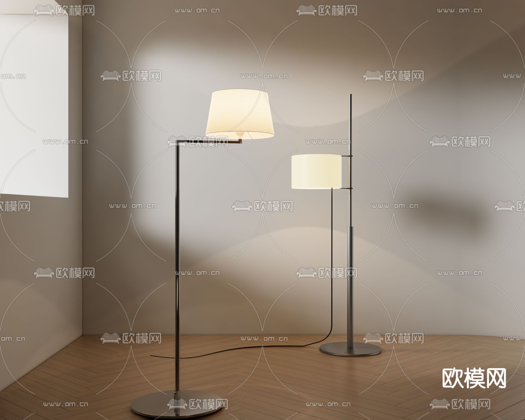 现代落地灯su模型下载（渲染图1）