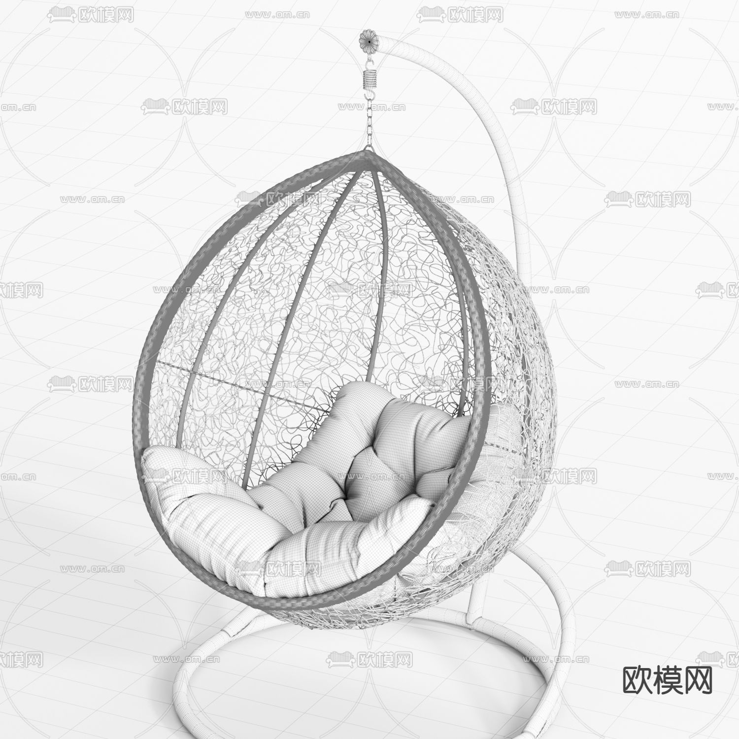 藤编吊椅3d模型下载（渲染图3）