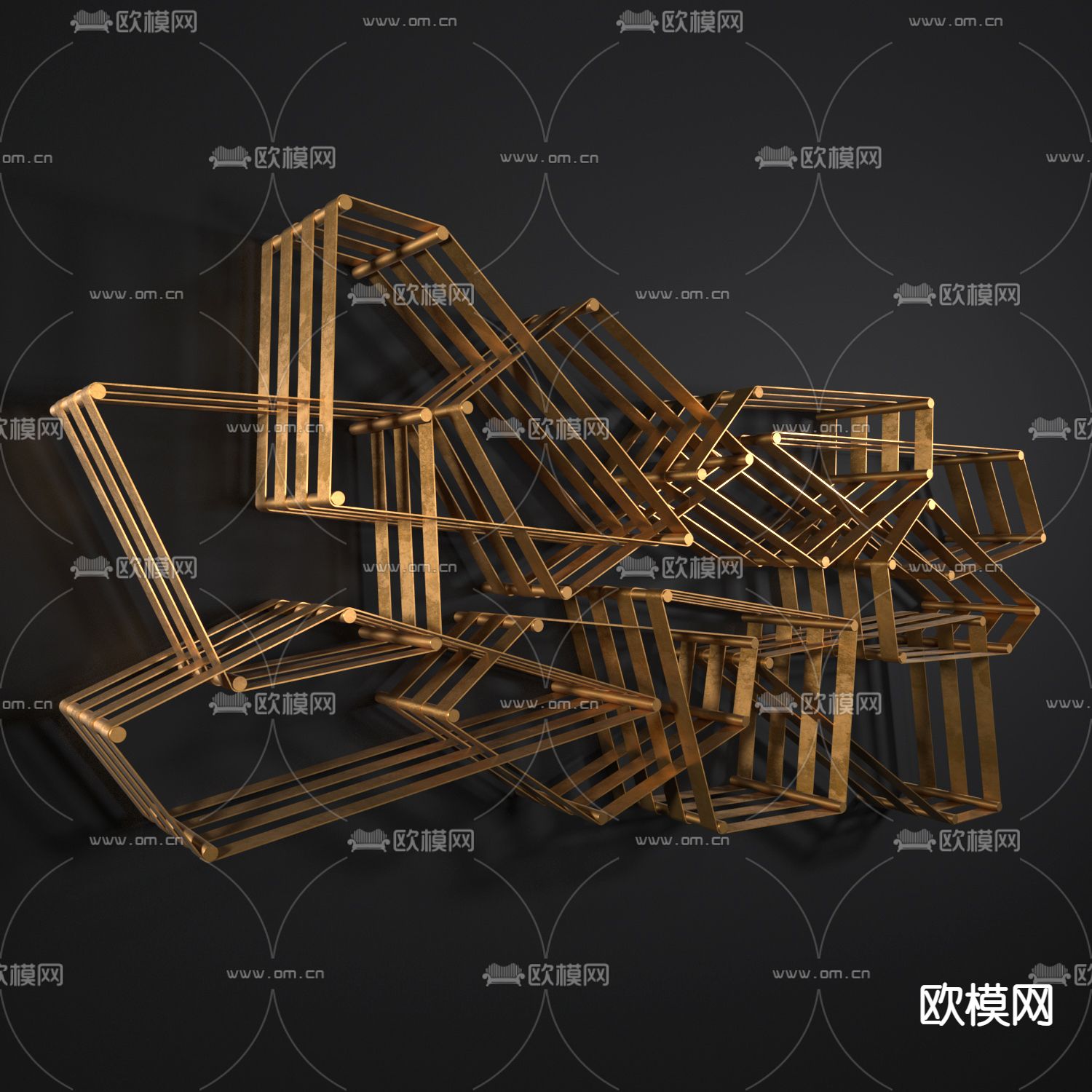 massimo castagna 轻奢书架su模型下载（渲染图2）